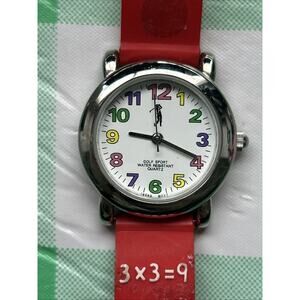 Golf Sport Silver Tone Math Equation Band Kids Watch